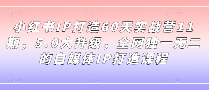 小红书IP打造60天实战营11期，5.0大升级，全网独一无二的自媒体IP打造课程-小牛学府