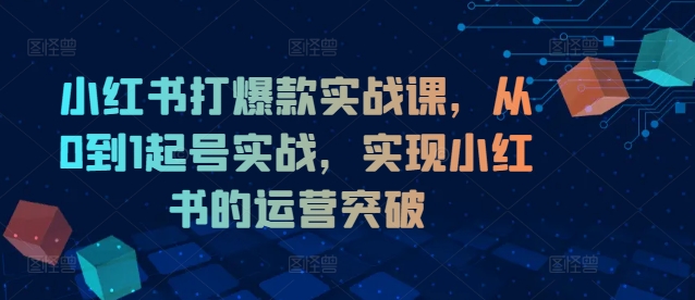 小红书打爆款实战课,从0到1起号实战,实现小红书的运营突破-小牛学府