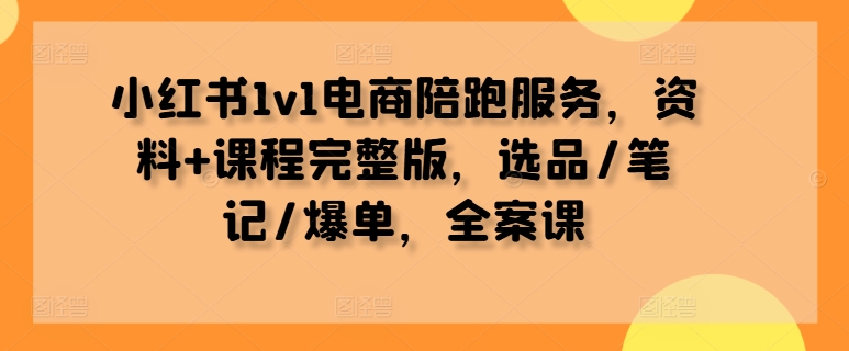 小红书1v1电商陪跑服务,资料+课程完整版,选品/笔记/爆单,全案课-小牛学府
