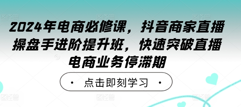 2024年电商必修课，抖音商家直播操盘手进阶提升班，快速突破直播电商业务停滞期-小牛学府