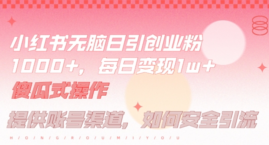 小红书无脑每日引流创业粉500+,小白每天只花半小时,躺赚长尾收益【揭秘】-小牛学府