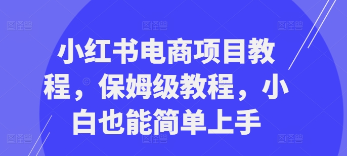 小红书电商项目教程,保姆级教程,小白也能简单上手-小牛学府