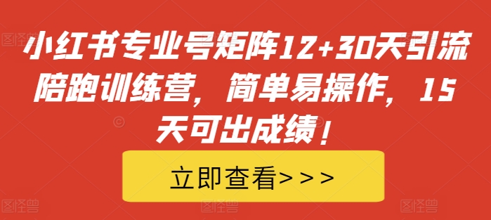 小红书专业号矩阵12+30天引流陪跑训练营，简单易操作，15天可出成绩!-小牛学府