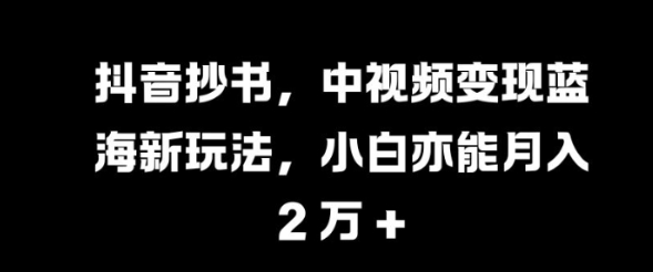 抖音抄书，中视频变现蓝海新玩法，小白亦能月入 过W【揭秘】-小牛学府