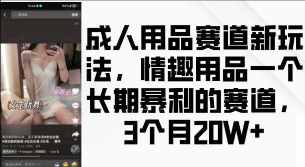 成人用品赛道新玩法,情趣用品一个长期暴利的赛道,3个月收益20个【揭秘】-小牛学府