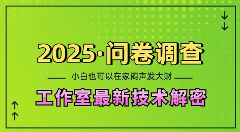 2025问卷调查最新工作室技术解密：一个人在家也可以闷声发大财，小白一天2张，可矩阵放大【揭秘】-小牛学府