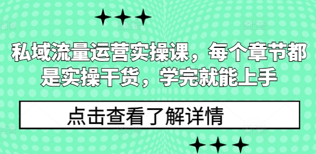 私域流量运营实操课,每个章节都是实操干货,学完就能上手-小牛学府