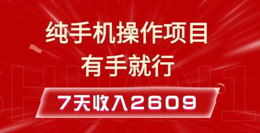 纯手机操作的小项目,有手就能做,7天收入2609+实操教程【揭秘】-小牛学府