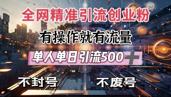 全网独家引流创业粉，有操作就有流量，单人单日引流500+，不封号、不费号-小牛学府