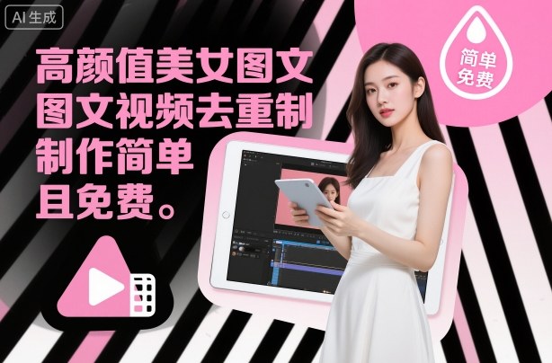 高颜值美女图文视频去重制作教学，制作简单且免费-小牛学府