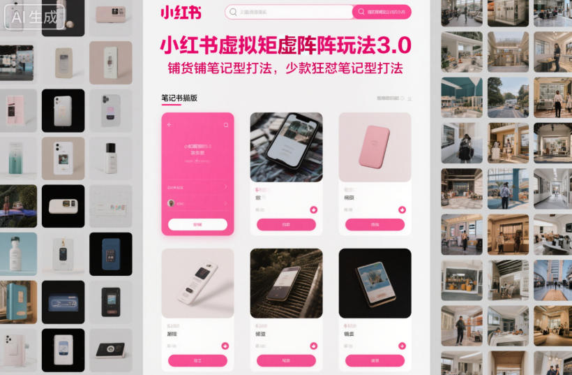 小红书虚拟矩阵玩法3.0，铺货铺笔记型打法，少款狂怼笔记型打法-小牛学府