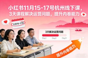 小红书11月15-17号杭州线下课，3天课程解决运营问题，提升内卷能力【音频+PPT图片】-小牛学府
