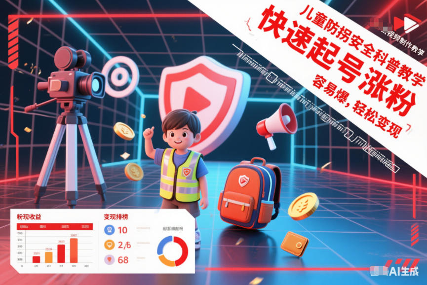 儿童防拐安全科普知识视频制作教学，快速起号涨粉，容易爆，轻松变现-小牛学府