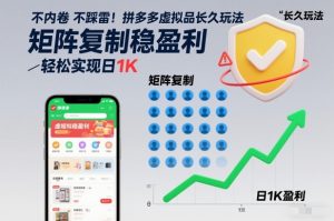 不内卷不踩雷！拼多多虚拟品长久玩法，矩阵复制稳盈利，轻松实现日1K【揭秘】-小牛学府