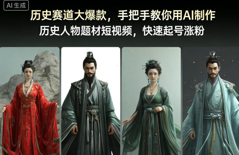 历史赛道大爆款，手把手教你用AI制作历史人物题材短视频，快速起号涨粉-小牛学府