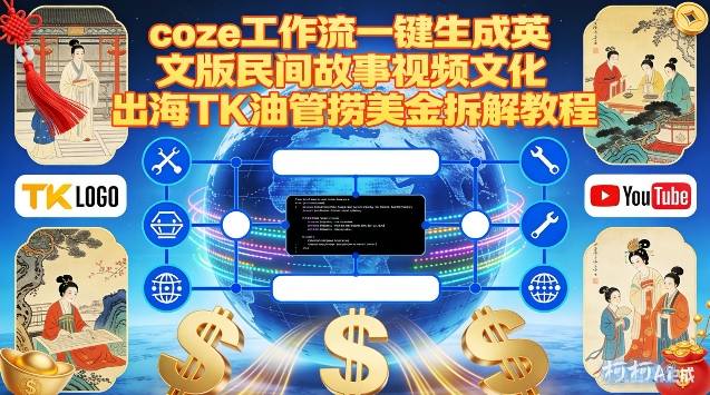 Coze扣子工作流一键生成英文版民间故事视频，文化出海TK油管捞美金拆解教程-小牛学府