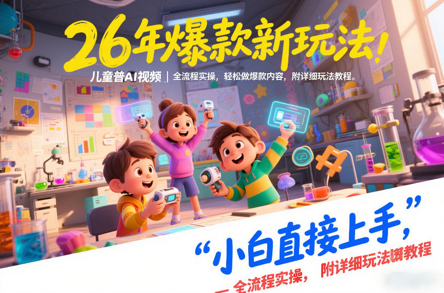 26年爆款新玩法，儿童科普AI视频，全流程实操，轻松做爆款内容，小白直接上手，附详细玩法教程-小牛学府