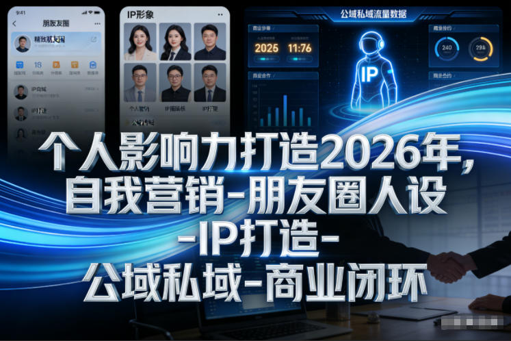 个人影响力打造2026年，自我营销-朋友圈人设-IP打造-公域私域-商业闭环-小牛学府