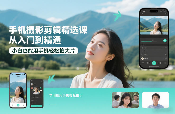 手机摄影剪辑精选课，从入门到精通，小白也能用手机轻松拍大片-小牛学府