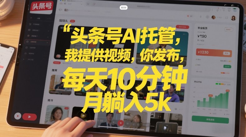 头条号AI托管，我提供视频，你发布，每天10分钟，月躺入5k+【揭秘】-小牛学府