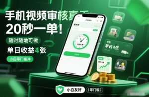 手机视频审核真香!20秒一单,随时随地可做,单日收益4张,小白零门槛冲【揭秘】-小牛学府