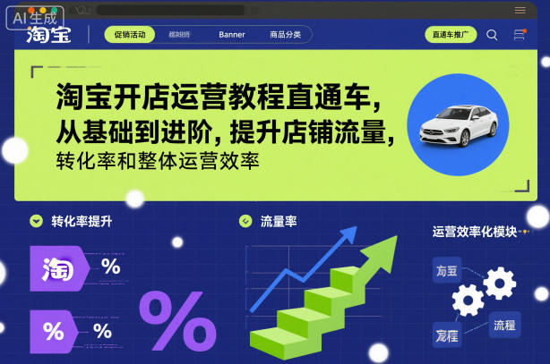 淘宝开店运营教程直通车，从基础到进阶，提升店铺流量，转化率和整体运营效率（更新26年1月）-小牛学府