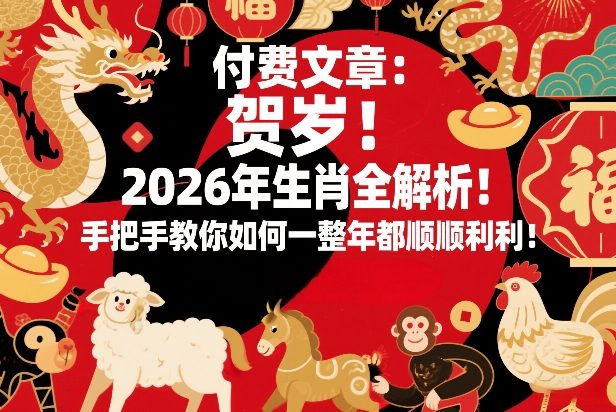 付费文章：贺岁！2026年生肖全解析！手把手教你如何一整年都顺顺利利！-小牛学府