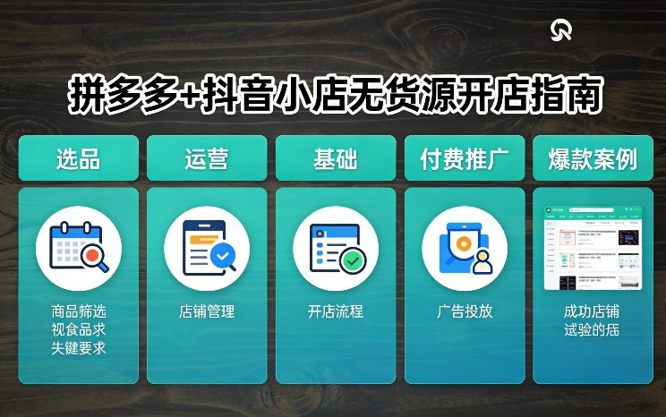 拼多多+抖音小店无货源开店，包括：选品、运营、基础、付费推广、爆款案例等(更新26年2月)-小牛学府