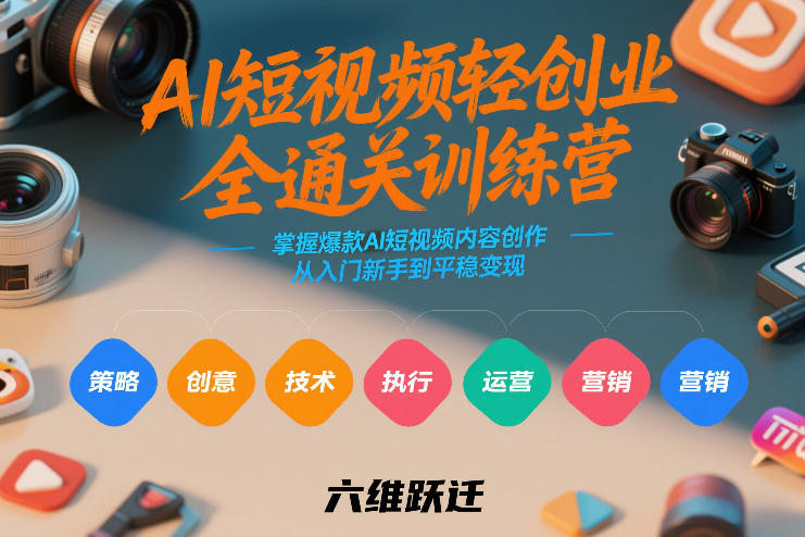 AI短视频轻创业全通关训练营，掌握爆款AI短视频内容创作，从入门新手到平稳变现的六维跃迁-小牛学府
