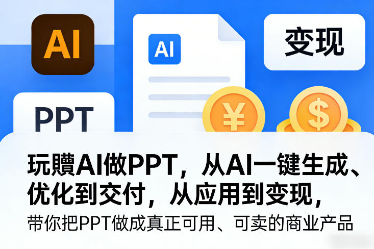 玩賺AI做PPT，从AI一键生成、优化到交付，从应用到变现，带你把PPT做成真正可用、可卖的商业产品-小牛学府