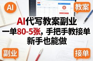 AI代写教案副业,一单80-5张,手把手教接单,新手也能做-小牛学府