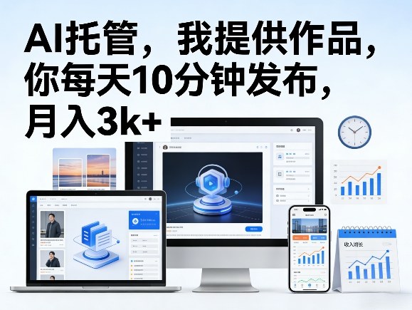 公众号AI托管，我提供作品，你每天10分钟发布，月入3k+【揭秘】-小牛学府