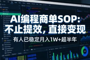 AI编程商单SOP，AI编程不能只给工作提效，还要直接变现，有人已经稳定月入1W+半年了-小牛学府