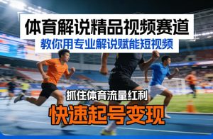 体育解说精品视频赛道,教你用专业解说赋能短视频,抓住体育流量红利,快速起号变现-小牛学府
