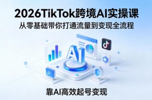 2026TikTok跨境AI实操课，从零基础带你打通流量到变现全流程，靠AI高效起号变现-小牛学府