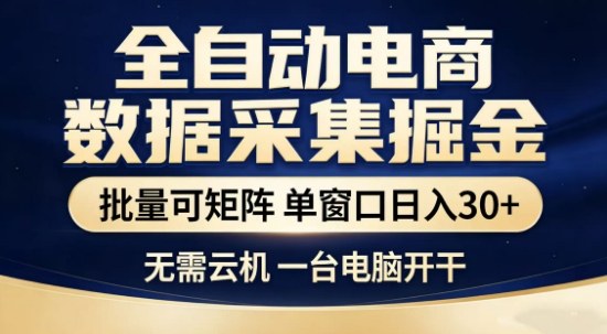 独家电商数据全自动采集项目，批量可矩阵，单窗口轻松日入3张+【揭秘】-小牛学府