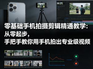 零基础手机拍摄剪辑精通教学:从零起步,手把手教你用手机拍出专业级视频-小牛学府