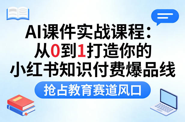 AI课件实战课程，从0到1打造你的小红书知识付费爆品线，抢占教育赛道风口-小牛学府