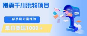 刚需千川涨粉项目,一部手机无需技术,单日变现1k+,当天做当天见收益【揭秘】-小牛学府