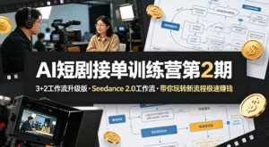 AI短剧接单训练营第2期，3+2工作流升级版，Seedance 2.0工作流，带你玩转新流程极速賺钱-小牛学府