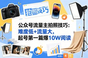 公众号流量主之拍照技巧赛道，难度低+流量大，起号第一篇就爆了10w阅读-小牛学府