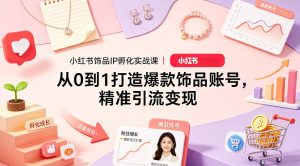 小红书饰品IP孵化实战课｜从0到1打造爆款饰品账号，精准引流变现-小牛学府