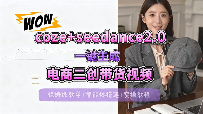 【Coze工作流搭建实操教程】seedance2.0+coze一键生成电商二创带货视频，全流程保姆级教学-小牛学府