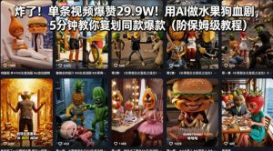 炸了！单条视频爆赞29.9W！用AI做水果狗血剧，5分钟教你复刻同款爆款（附保姆级教程）-小牛学府