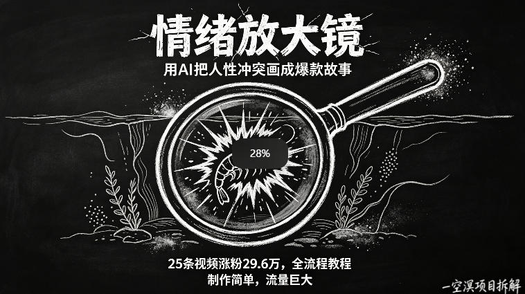 AI制作“情绪放大镜“视频，25条视频涨粉29.6W粉，流量巨大，制作简单，全流程教程-小牛学府