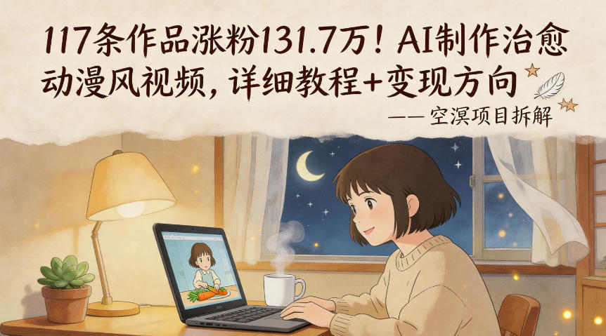 117条作品涨粉131.7W！AI制作治愈动漫风视频，详细教程+变现方向-小牛学府