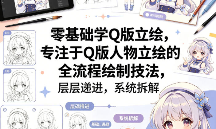 零基础学Q版立绘，专注于Q版人物立绘的全流程绘制技法，层层递进，系统拆解-小牛学府