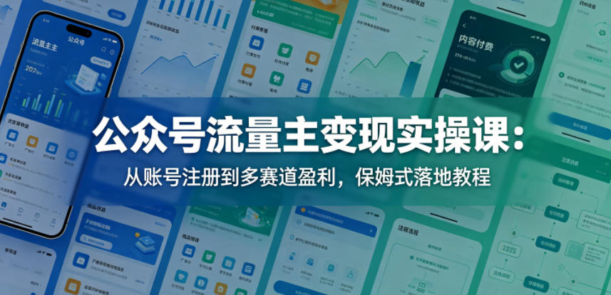 公众号流量主变现实操课：从账号注册到多赛道盈利，保姆式落地教程-小牛学府