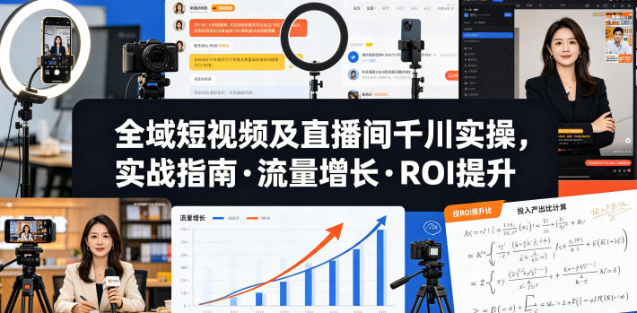 全域短视频及直播间千川实操，实战指南·流量增长·ROI提升-小牛学府