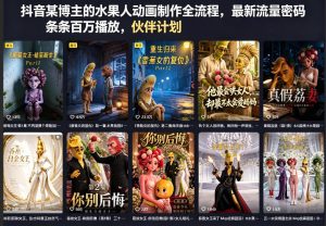抖音某博主的水果人动画制作全流程，最新流量密码，条条百万播放，伙伴计划|分成计划|商单|收徒等-小牛学府